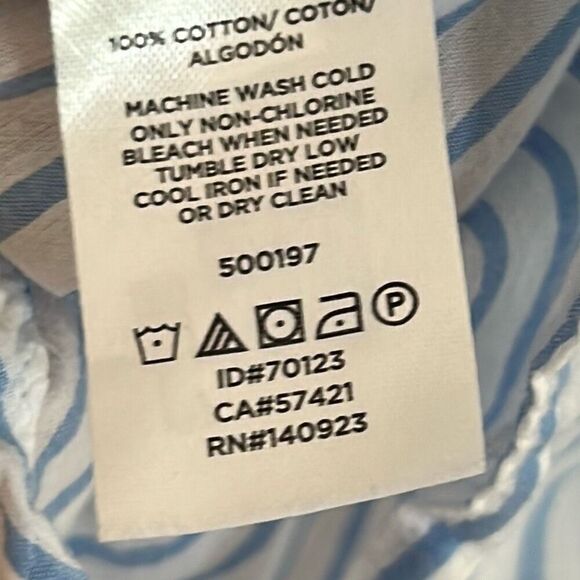 LOFT blue and white striped  cotton long sleeve blouse M lightweight - Picture 3 of 5